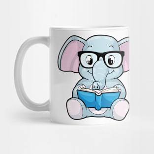 Elephant as Nerd with Glasses & Book Mug